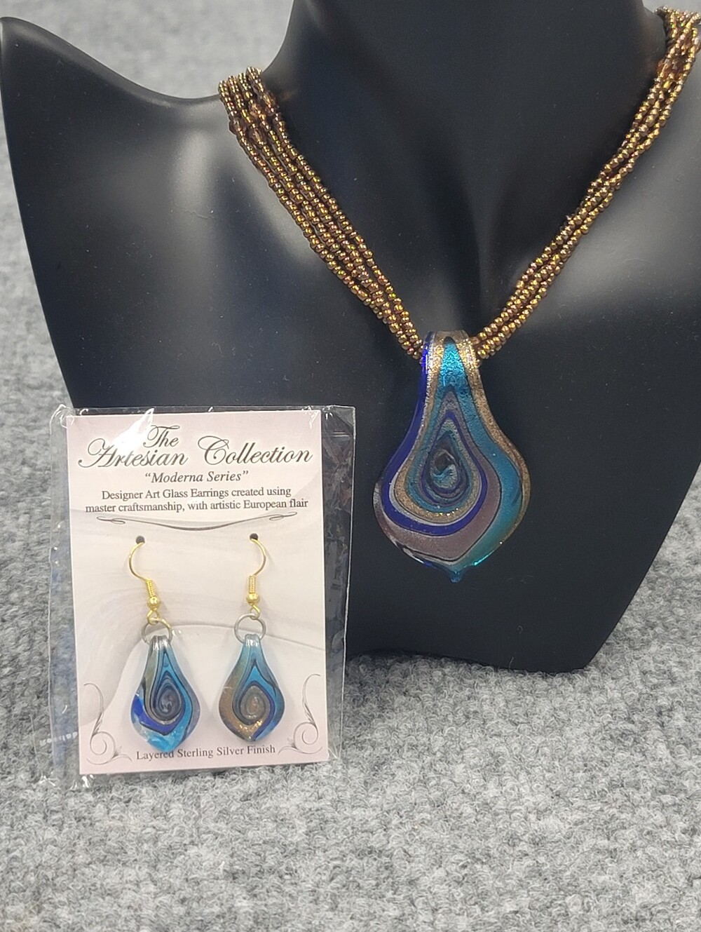 The Artisan Collection Moderna Series Art Glass Earrings & Necklace